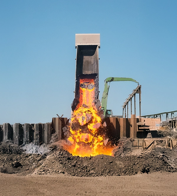 Steel coils on a transporter